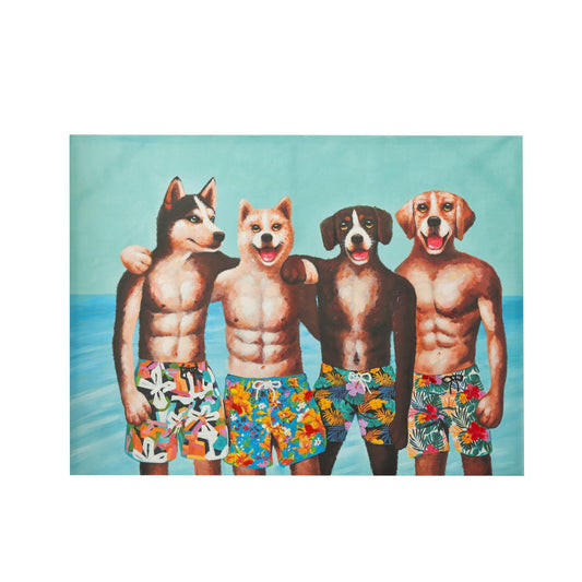 J-Line wanddecoratie Honden Zwemshort - canvas/verf - mix