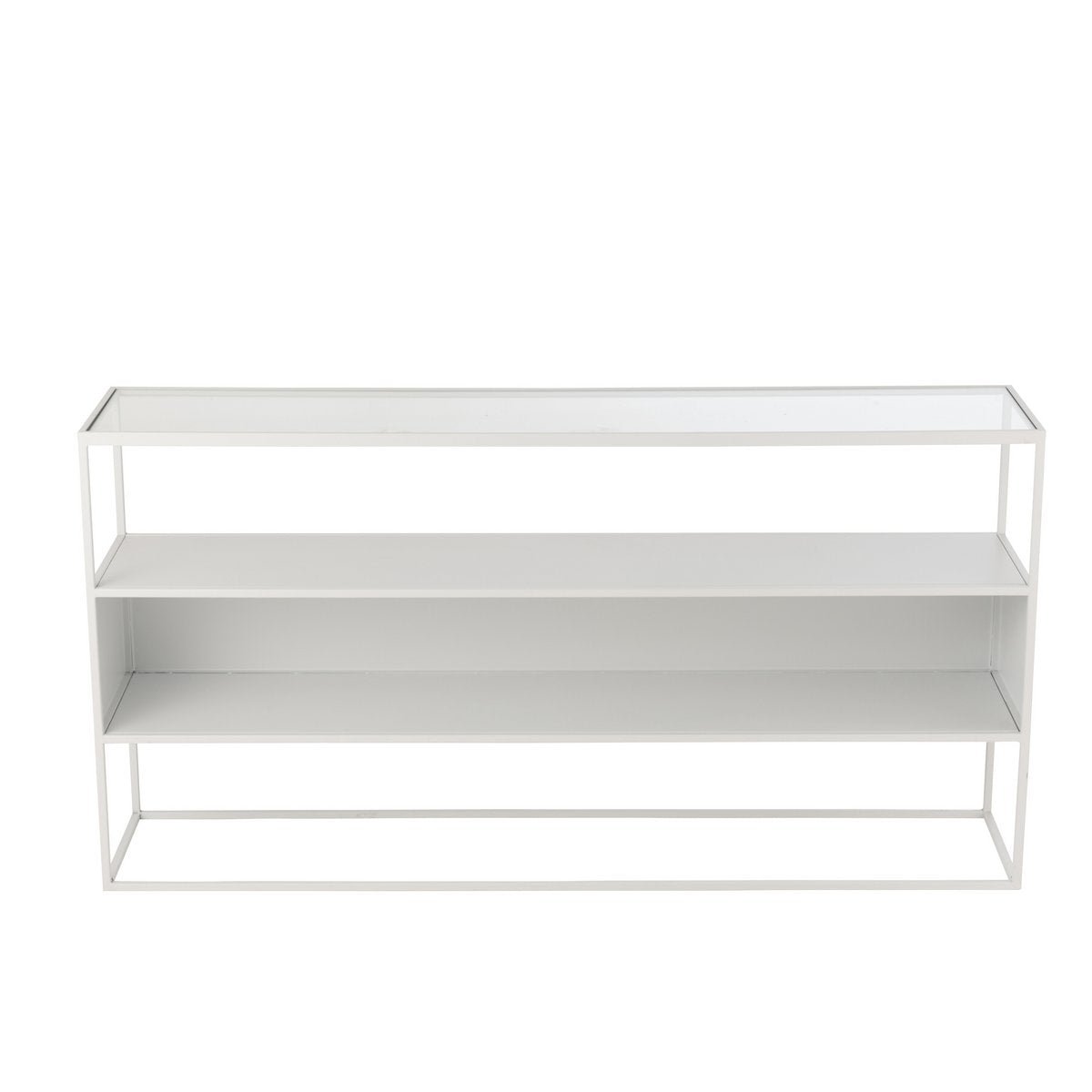 J-Line Console Vierkant Metaal/Glas Wit