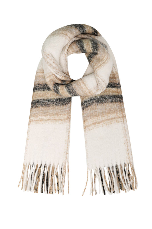 Kleurrijke Wintersjaal geruit beige bruin zwart