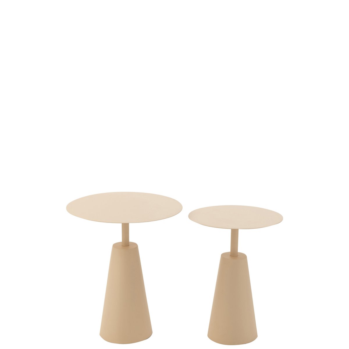 J-Line bijzettafel Rond - ijzer - beige - set van 2