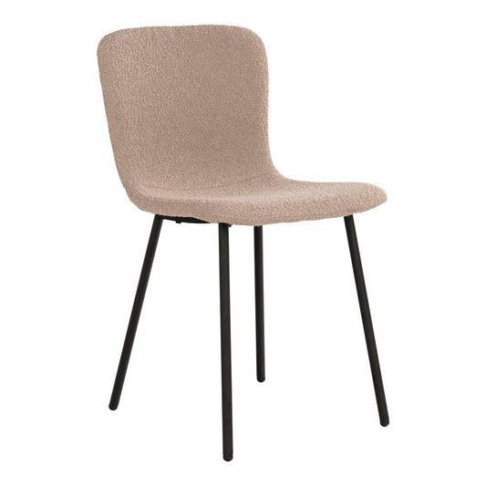 Halden Dining Chair - Eetkamerstoel in bouclé, beige met zwarte poten, HN1233 - set van 2