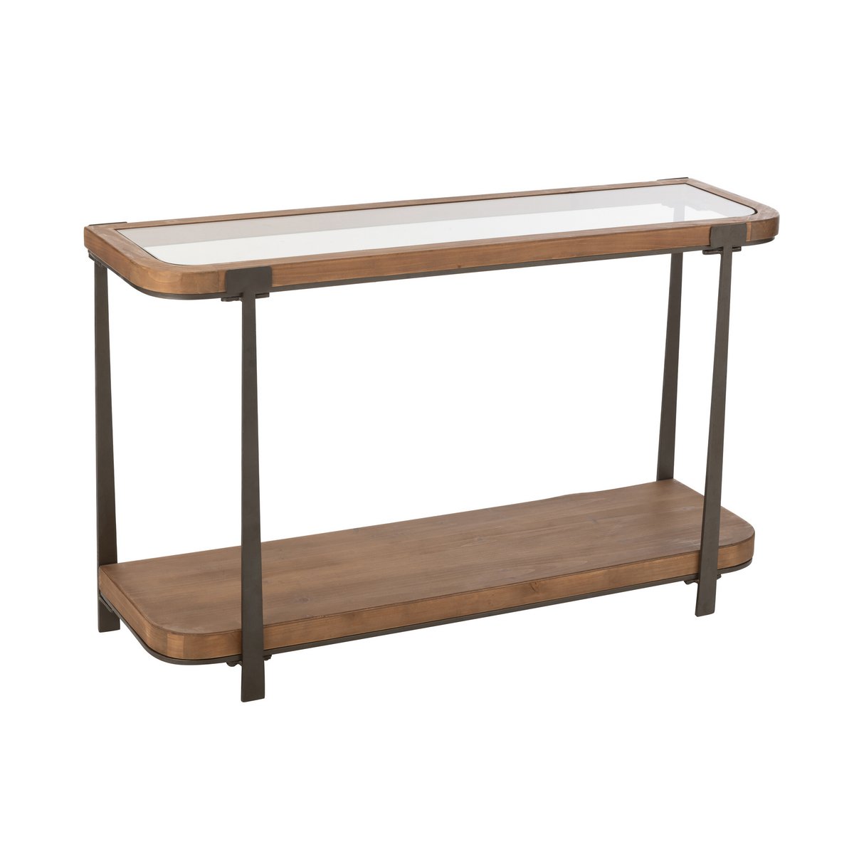 J-Line Console Spar Hout/Glas Naturel/Zwart