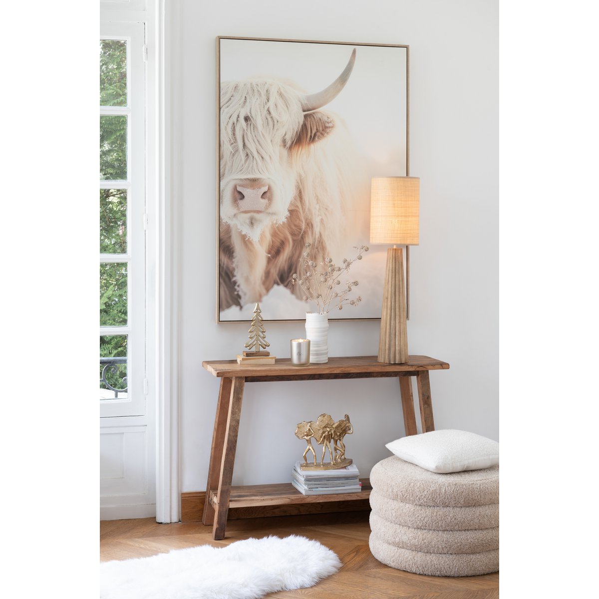 J-Line Wanddecoratie Yak Hoofd Hout/Polyresin Wit/Beige