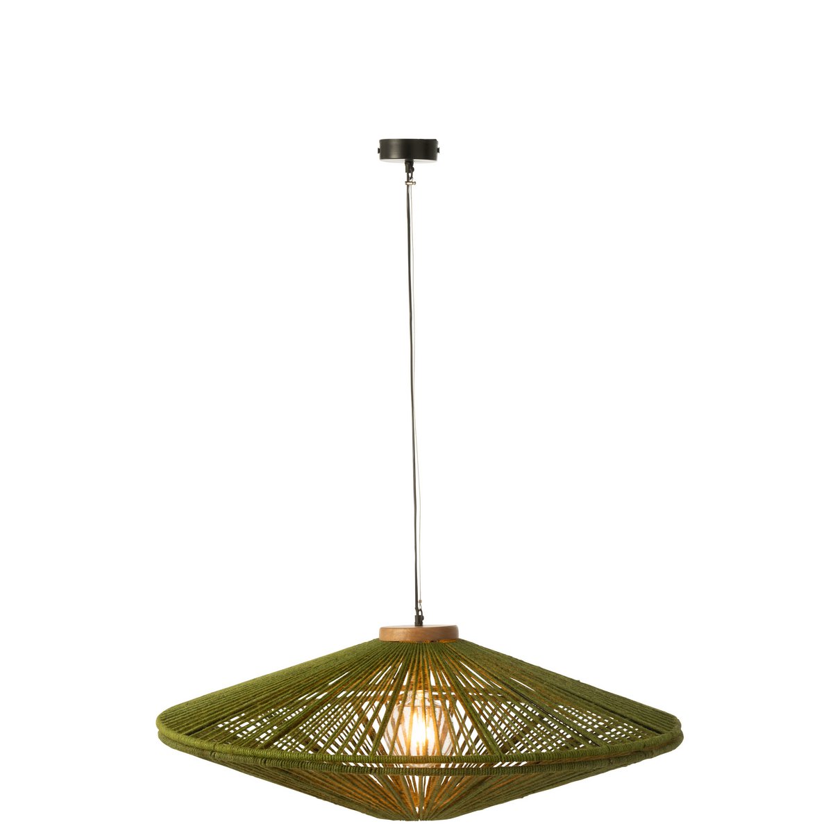 J-Line Hanglamp Ovni Ijzer/Jute Groen Large