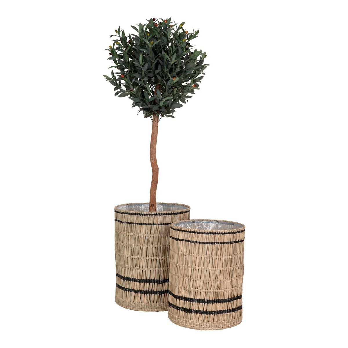 Vinh Planter - Plantenbak, zeegras, rond, naturel, set van 2