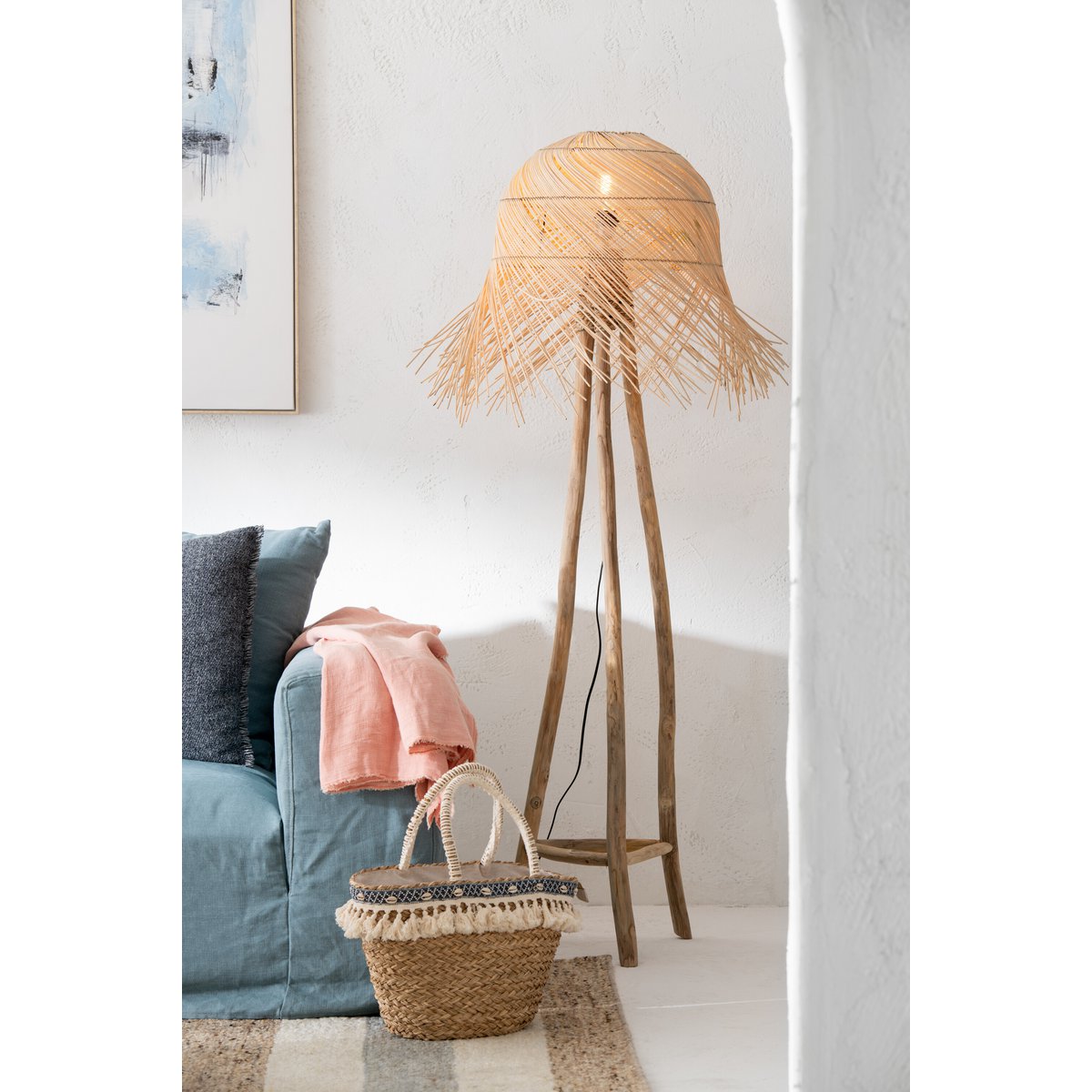 J-Line staanlamp Takken - jute - naturel