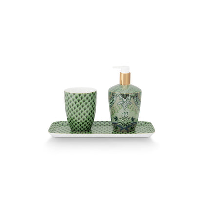 Pip Studio Set 3 Badkameraccessoire Kyoto festival groen
