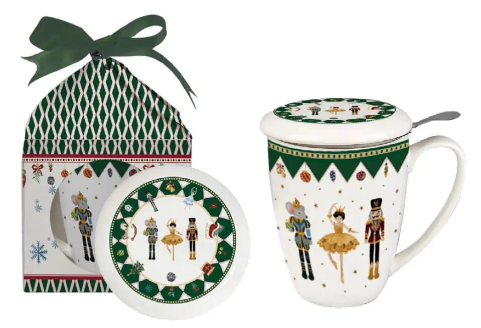 Duo Christmas Nutcracker theemok 350 ml met filter en deksel in geschenkdoos