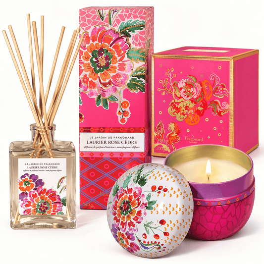 Geurbundel Fragonard Laurier Rose Cèdre Geurkaars en Geurstokjes