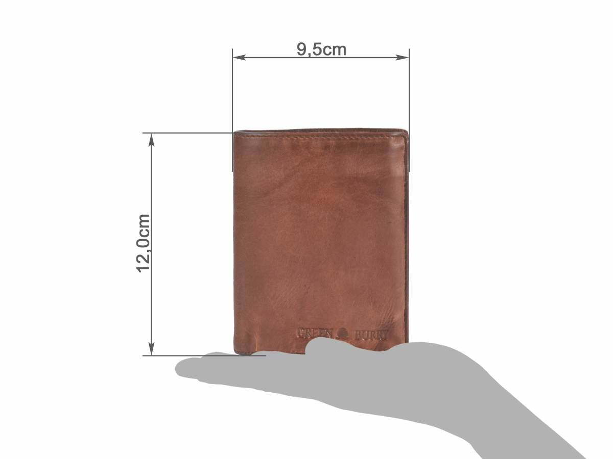 Greenburry Herenportefeuille leder 9x12cm vintage washed kastanjebruin roodbruin