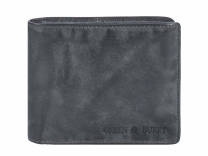 Greenburry Herenportefeuille leder 12x10cm vintage washed antraciet donkergrijs