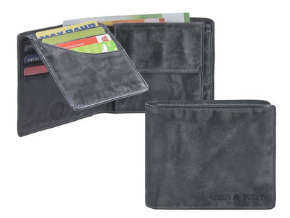 Greenburry Herenportefeuille leder 12x10cm vintage washed antraciet donkergrijs
