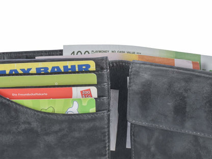 Greenburry Herenportefeuille leder 12x10cm vintage washed antraciet donkergrijs