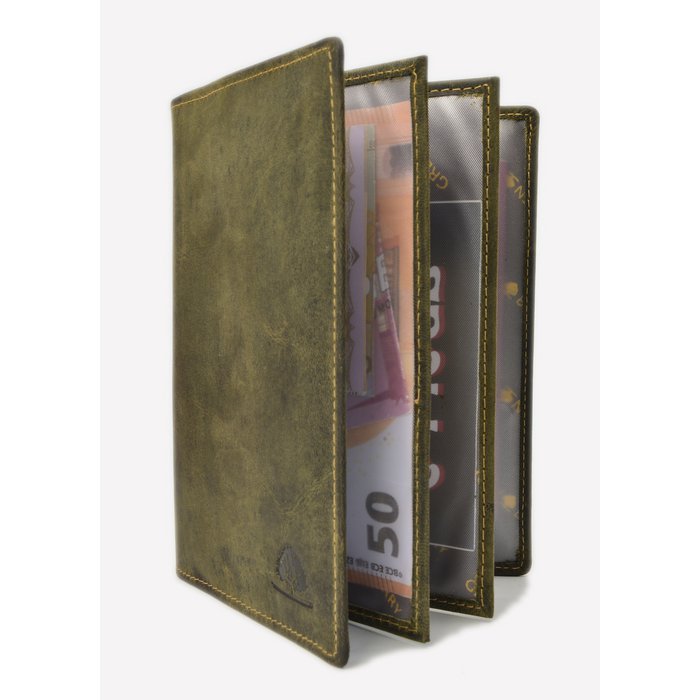 Greenburry Vintage lederen etui – Olijfgroen