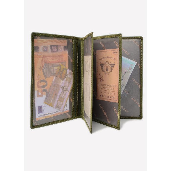 Greenburry Vintage lederen etui met hertenreliëf – Olijfgroen