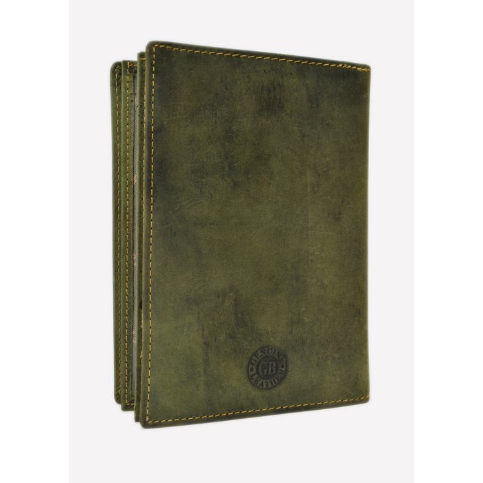 Greenburry Vintage lederen etui met hertenreliëf – Olijfgroen
