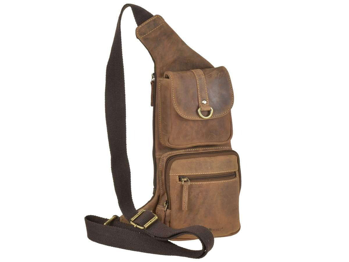 Greenburry Vintage Dubbele Crossbodytas bruin leer