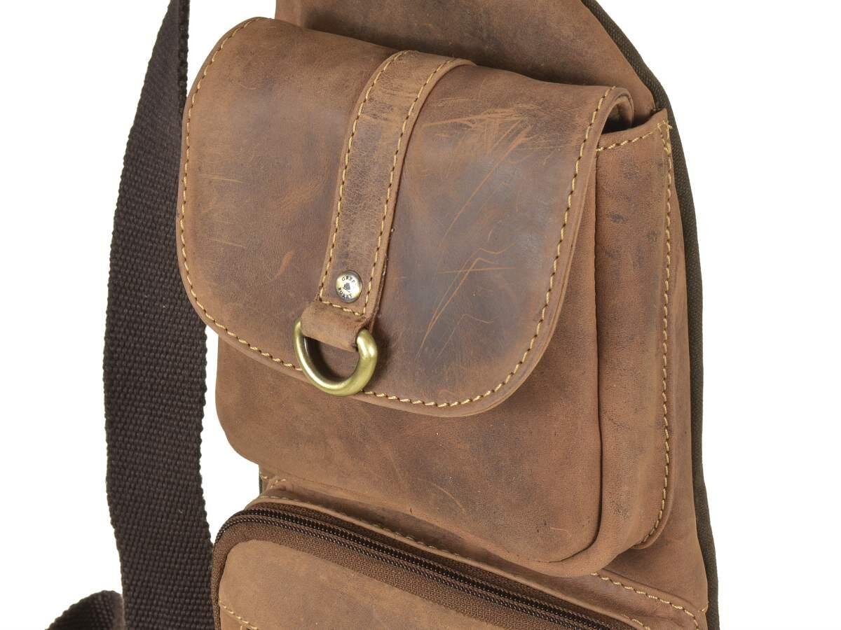 Greenburry Vintage Dubbele Crossbodytas bruin leer