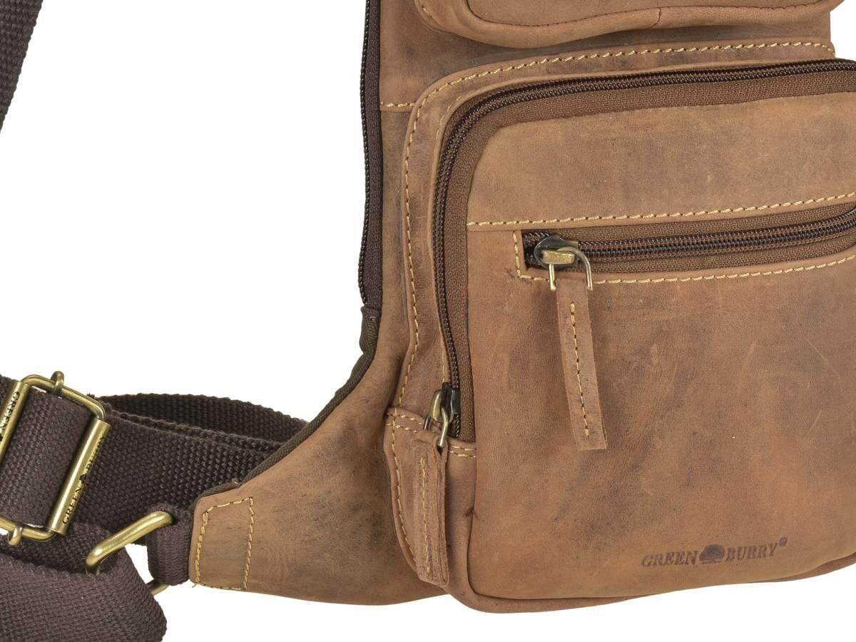 Greenburry Vintage Dubbele Crossbodytas bruin leer