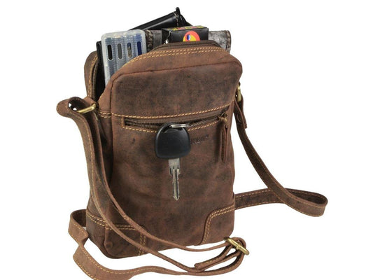 Greenburry Vintage Schoudertas klein bruin leer