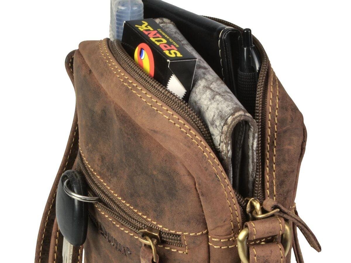 Greenburry Vintage Schoudertas klein bruin leer