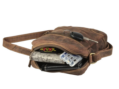 Greenburry Vintage Schoudertas klein bruin leer