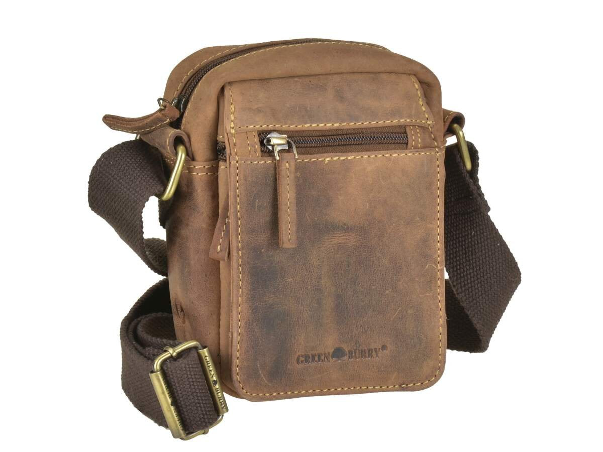 Greenburry Vintage Travel Schoudertas klein bruin leer
