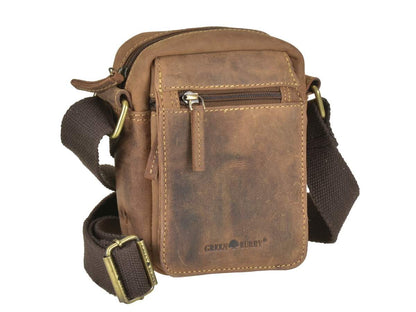 Greenburry Vintage Travel Schoudertas klein bruin leer