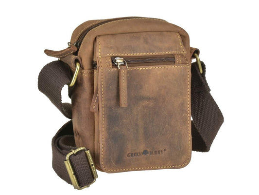 Greenburry Vintage Travel Schoudertas klein bruin leer