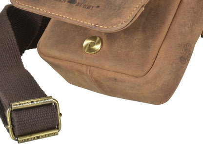 Greenburry Vintage Travel Schoudertas klein bruin leer