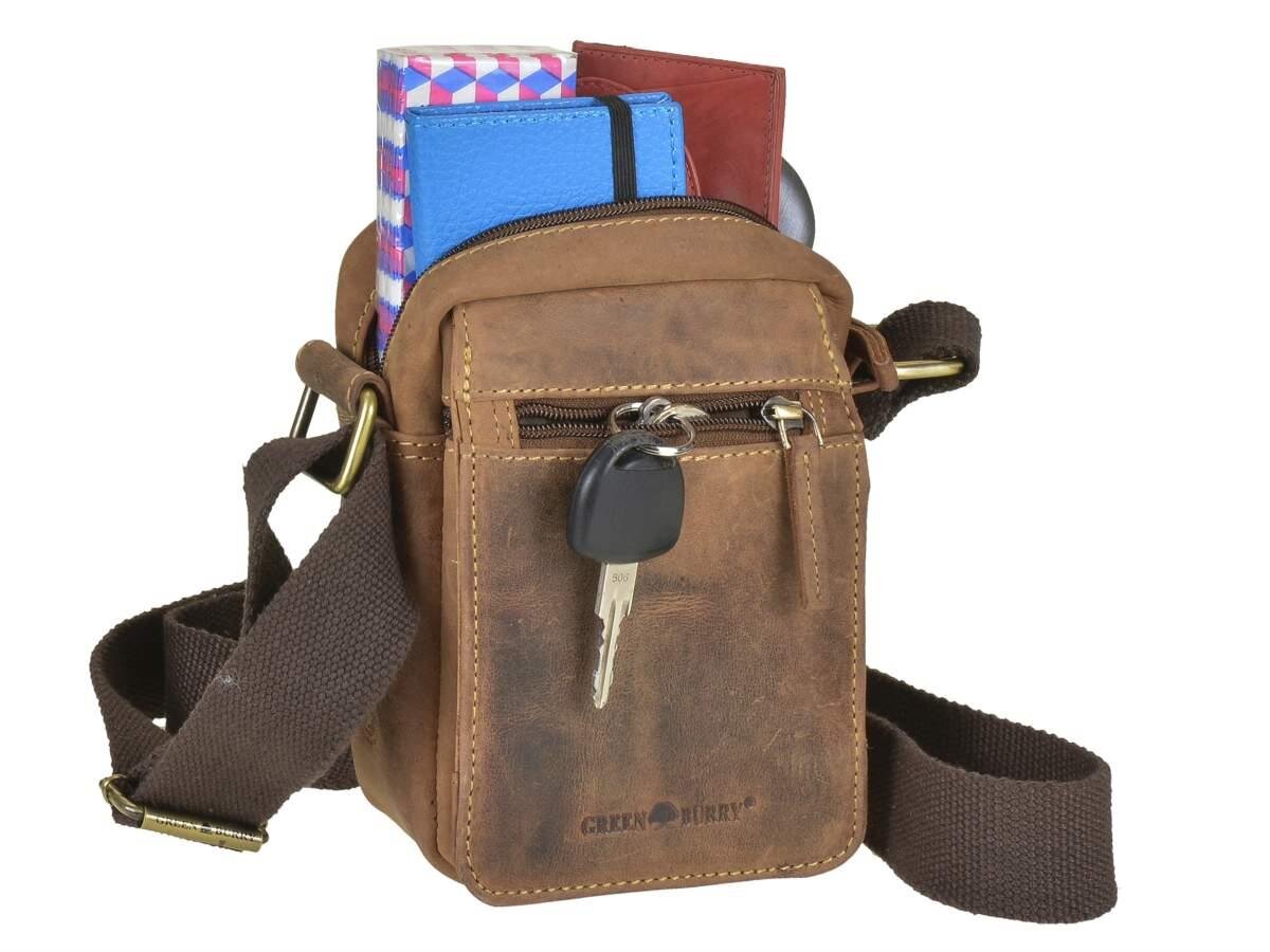 Greenburry Vintage Travel Schoudertas klein bruin leer