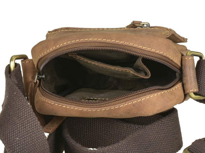 Greenburry Vintage Travel Schoudertas klein bruin leer