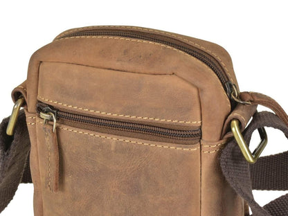 Greenburry Vintage Travel Schoudertas klein bruin leer