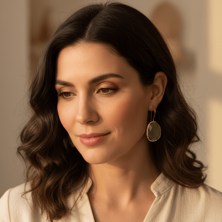 Happy Lona Oorbellen lichtgroen olijfgroen