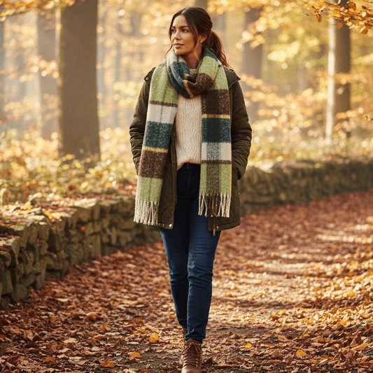 Cozy Confidence Wintersjaal in groen- en bruintinten