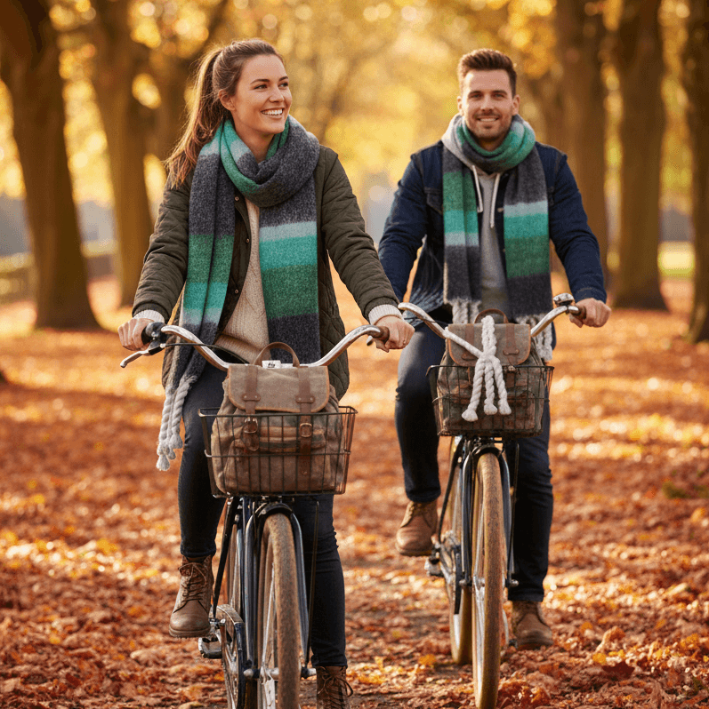 Cozy Color Wintersjaal met groene en grijze tinten