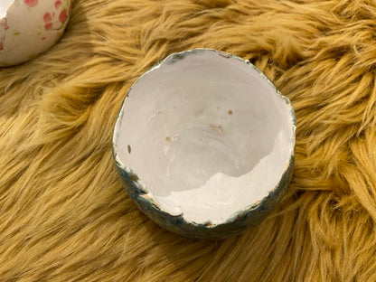 Handgemaakt keramiek kommetje groen gevlekt