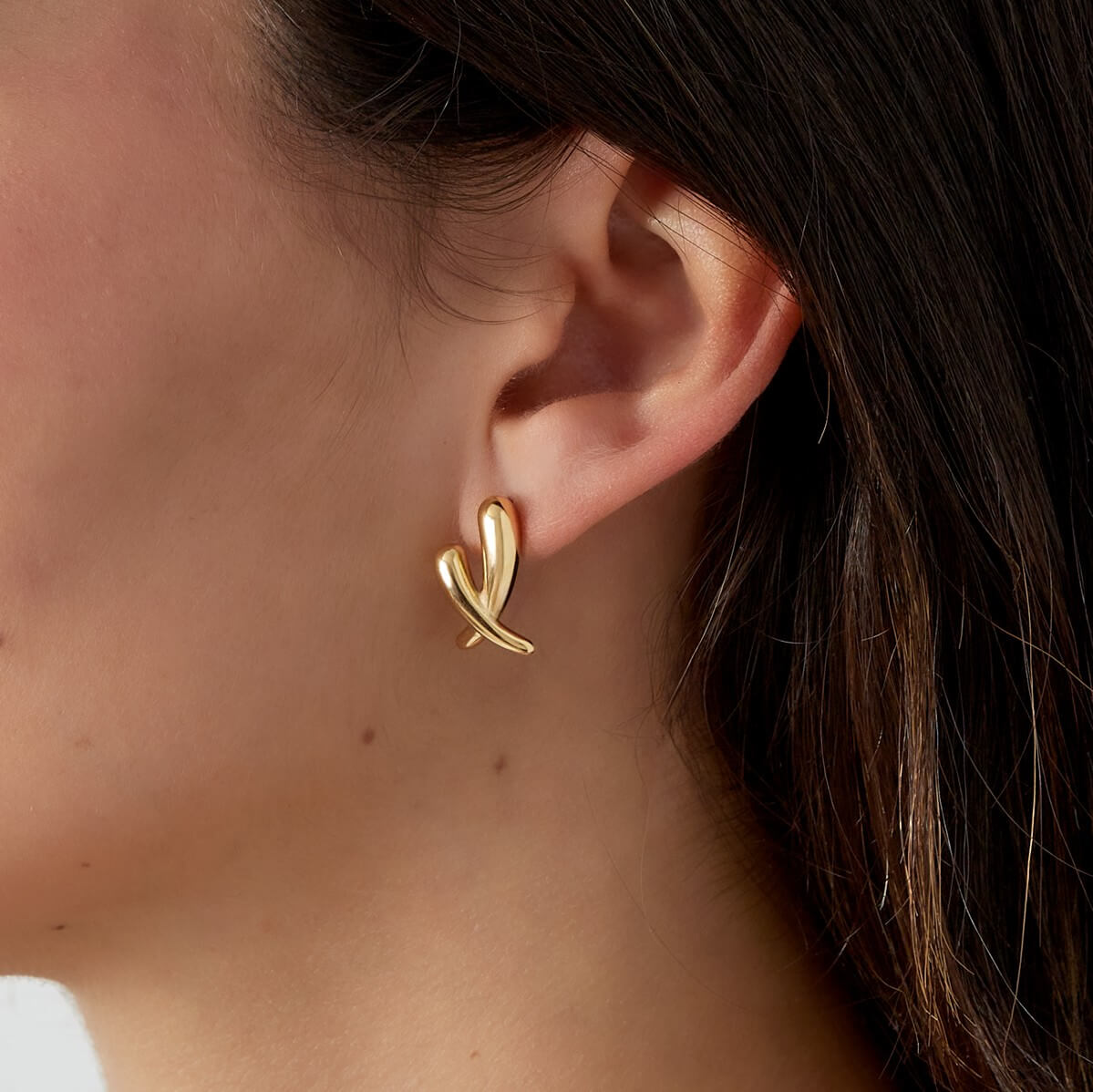 Oorbellen gekruist - roestvrij staal - goudkleurig