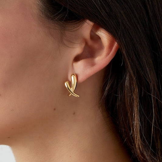 Oorbellen gekruist - roestvrij staal - goudkleurig