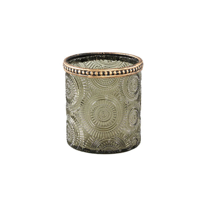 PTMD Theelichthouder Decoritz Circles glas groen 8cm