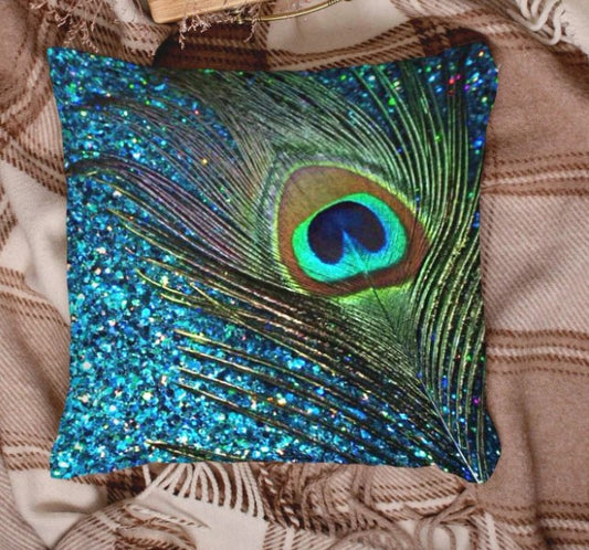 Julien Deluxe Sierkussen Pauw blauw 45x45cm