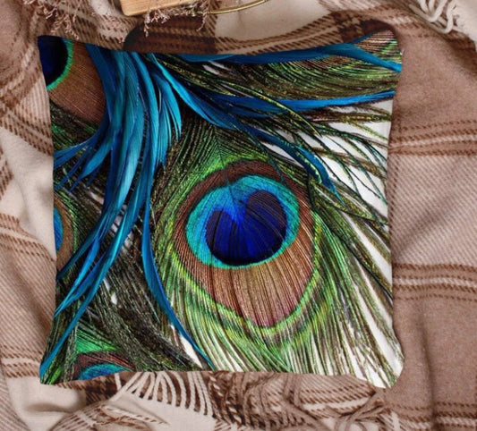 Julien Deluxe Sierkussen Pauw groen blauw 45x45cm