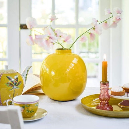 Pip Studio Vaas Metaal rond geel Ø23x23cm