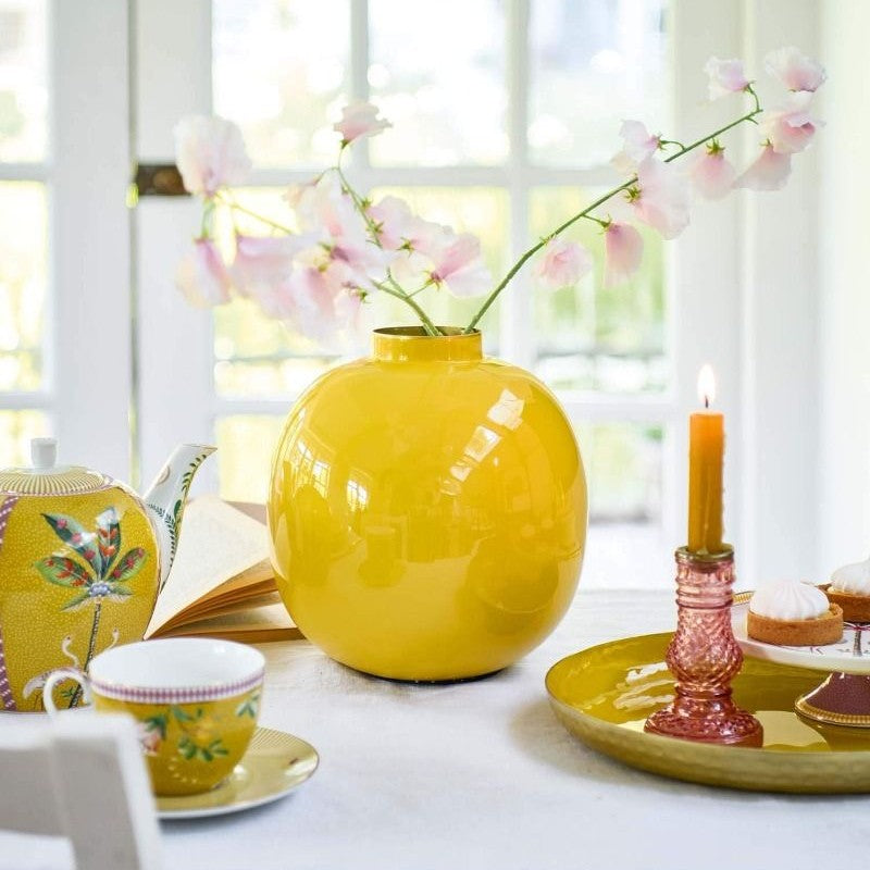 Pip Studio Vaas Metaal rond geel Ø23x23cm Haal de lente in huis