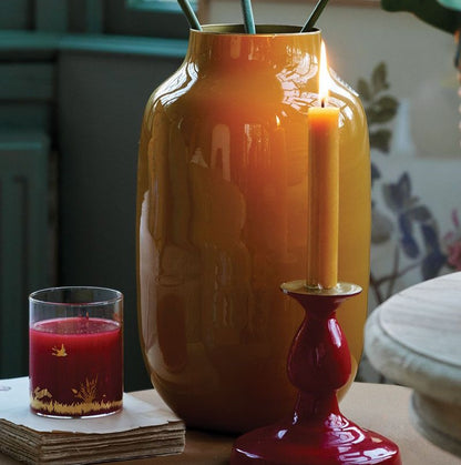 Pip Studio Vaas Metaal ovaal okergeel Ø18x30cm