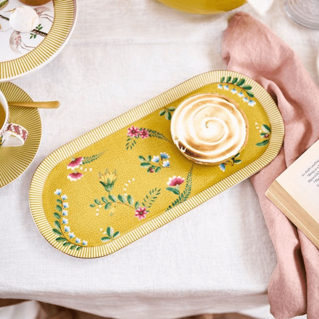 Pip Studio Taartplateau rechthoekig La Majorelle geel 33,3x15,5cm