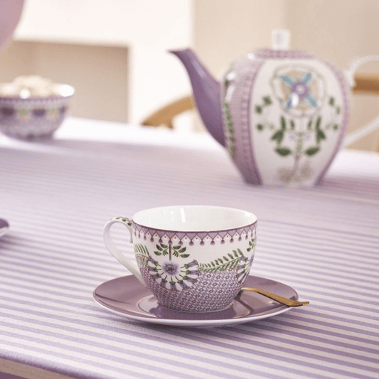 Pip Studio Set 2 Cappuccino kopjes en schoteltjes Lily & Lotus lila 280ml