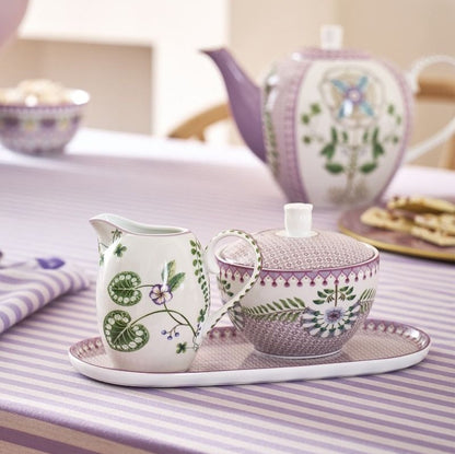 Pip Studio Lily & Lotus Lilac melk- en suikerset met schaaltje