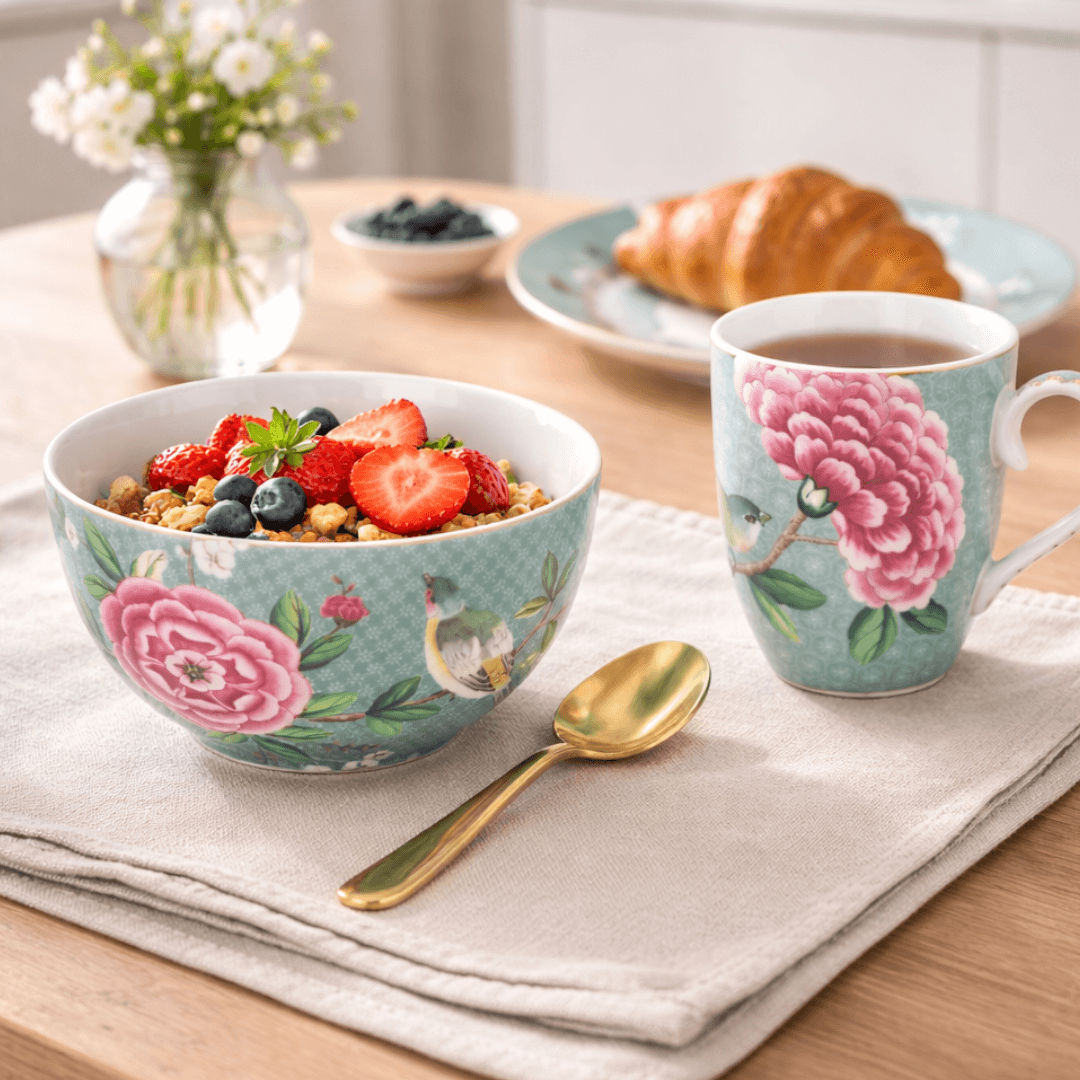 Pip Studio Ontbijtset Blushing Birds blauw