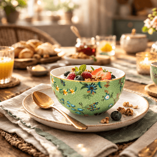 Pip Studio Kom Jolie Flowers lichtgroen 12cm